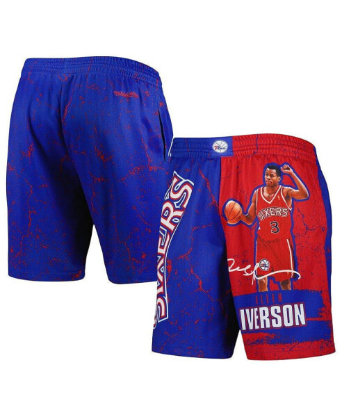 Men's Allen Iverson Royal Philadelphia 76ers Hardwood Classics Player Burst Shorts