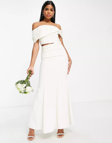 Hope & Ivy Bridal Emma co-ord maxi skirt in ivory