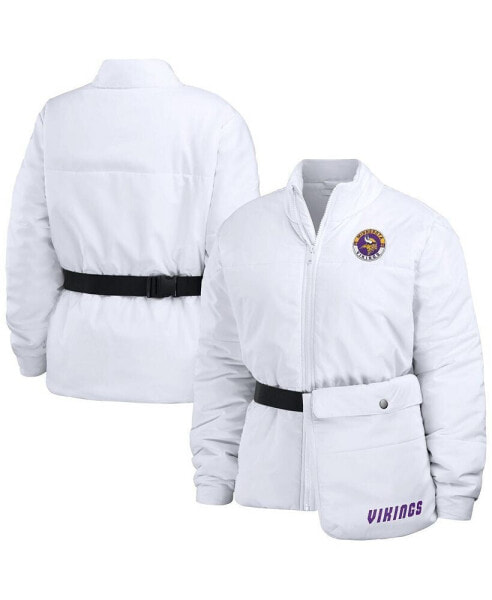 Women's White Minnesota Vikings Packaway Full-Zip Puffer Jacket