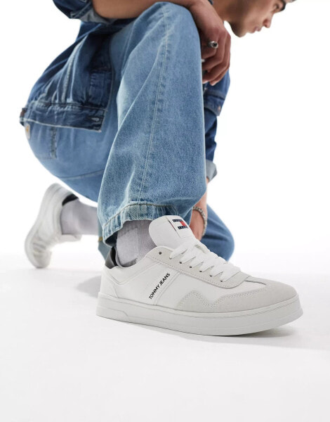 Tommy Jeans retro cupsole trainers in white and black