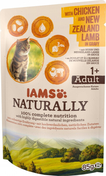 EUKANUBA IAMS Naturally Adult z kurczakiem i jagnięciną nowozelandzką w sosie 85g kot