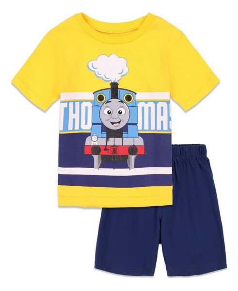 Toddler Boys Tank Engine Graphic T-Shirt and Shorts Outfit Set to