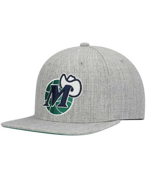 Men's Heathered Gray Dallas Mavericks Hardwood Classics Team 2.0 Snapback Hat