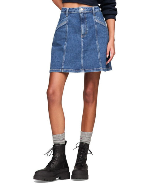 Women's A-Line Seam-Detail Denim Skirt