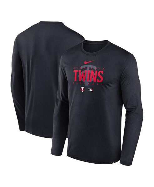 Men's Navy Minnesota Twins Authentic Collection Team Logo Legend Performance Long Sleeve T-shirt