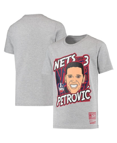 Big Boys Drazen Petrovic Heathered Gray New Jersey Nets Hardwood Classics King of the Court Player T-shirt