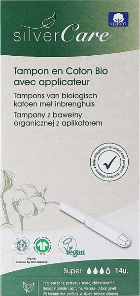 Tampons aus Bio-Baumwolle mit Applikator Super 14 St.