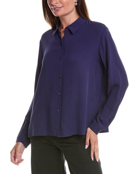 Eileen Fisher Classic Collar Silk Shirt Women's