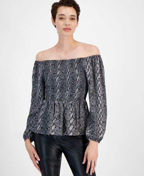 MICHAEL Women's Smocked Off-The-Shoulder Top