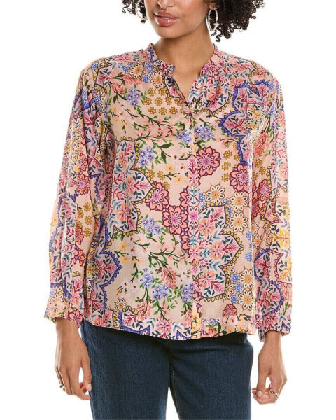 Johnny Was Spring Silk Blouse Women's