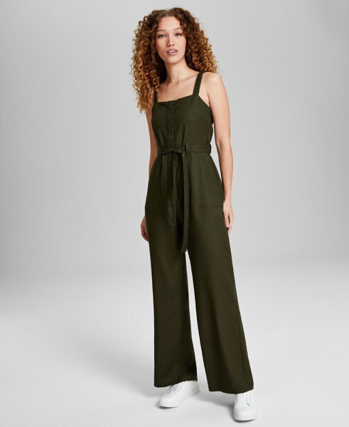 Women's Square-Neck Tie-Waist Jumpsuit, Created for Macy's