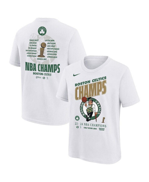 Big Boys and Girls White Boston Celtics 2024 NBA Finals Champions Celebration Roster T-Shirt