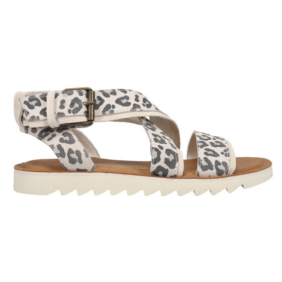 TOMS Sidney Tread Snow Leopard Ankle Strap Womens Black, Off White Casual Sanda