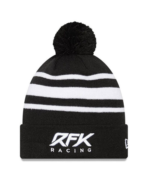 Men's Black, White Roush Fenway Keselowski Racing Knit Pom Cuff Beanie