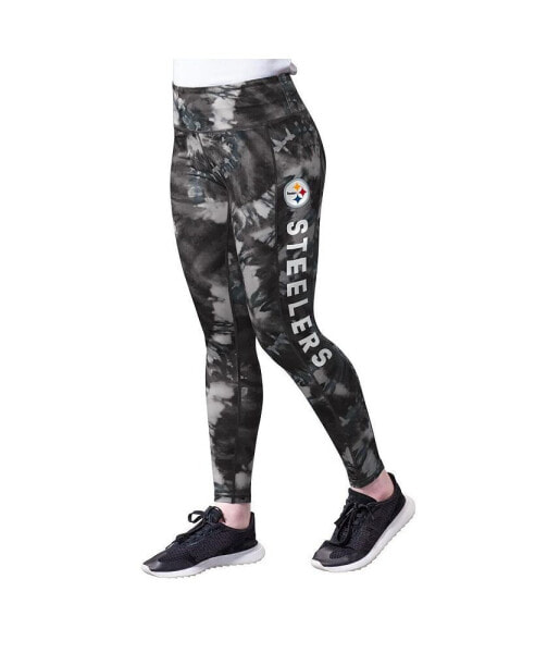 Women's Black Pittsburgh Steelers Aubrey Tie-Dye Leggings