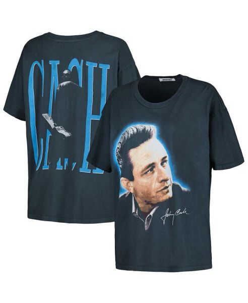 Women's Charcoal Johnny Cash Portrait Merch T-Shirt