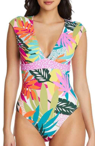 Bleu Rod Beattie MULTI Wild at Heart Cap Sleeve Mio One-Piece Swimsuit US 14