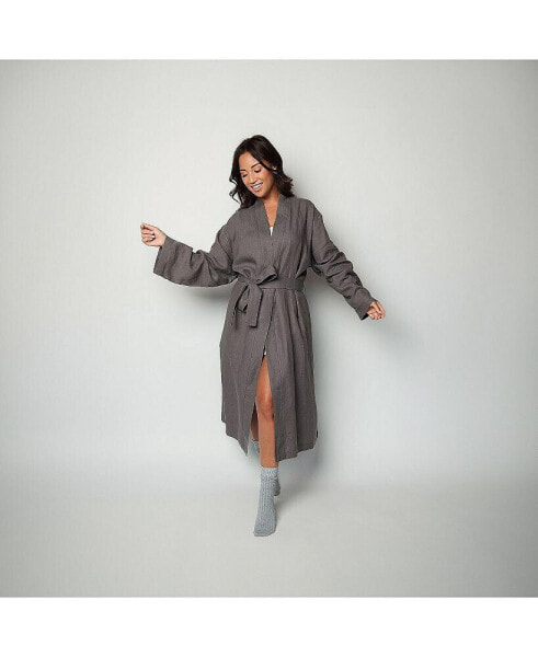 100% French Linen Unisex Bathrobe