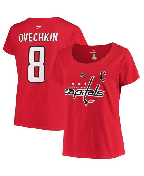 Women's Alexander Ovechkin Red Washington Capitals Plus Size Name and Number Scoop Neck T-shirt