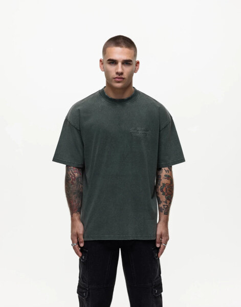 Good For Nothing oversized washed t-shirt with back print in green