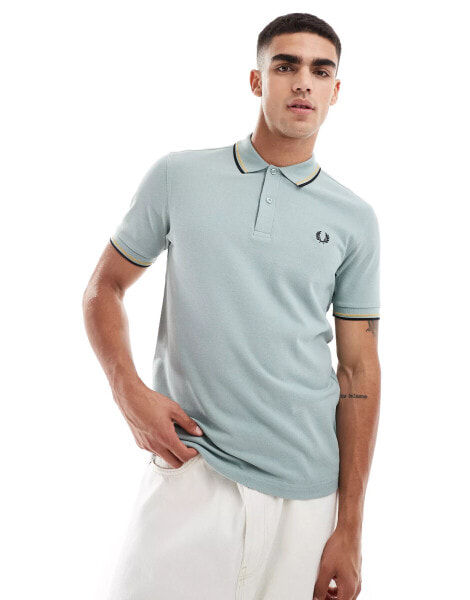 Fred Perry twin tipped polo shirt in slate blue