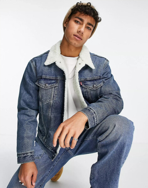 Levi's sherpa trucker jacket in light blue wash