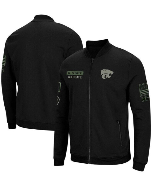 Men's Black Kansas State Wildcats OHT Military-Inspired Appreciation High-Speed Bomber Full-Zip Jacket