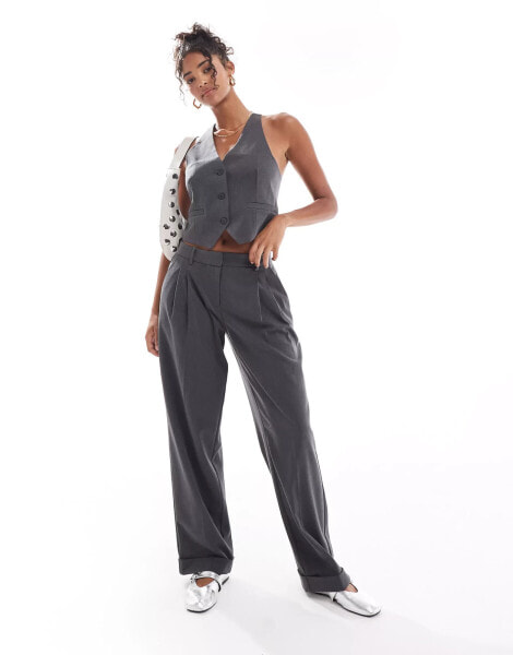 ONLY tailored straight trousers co-ord in dark grey