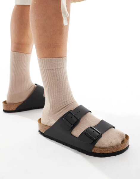 Birkenstock Unisex Arizona birko-flor sandals in black