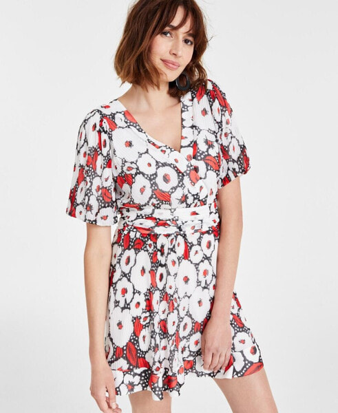 Women's Crinkle-Chiffon Printed Dress