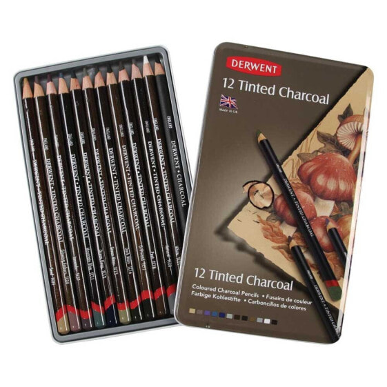 DERWENT Metallic Box Coloured Charcoal Pencil 12 Units