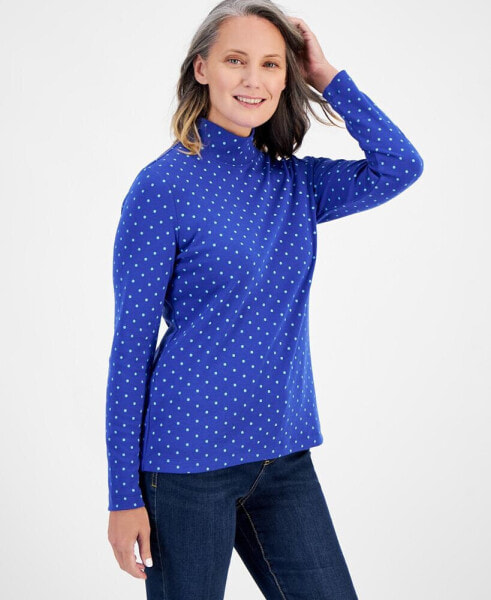 Women's Print Mock-Neck Long-Sleeve T-Shirt, Created for Macy's