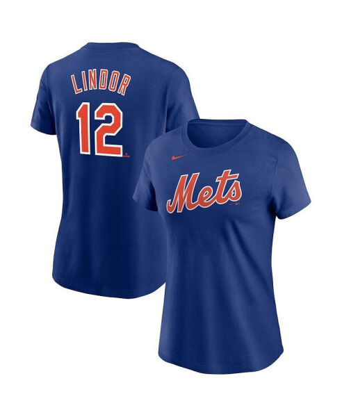 Women's Francisco Lindor Royal New York Mets Name and Number T-shirt