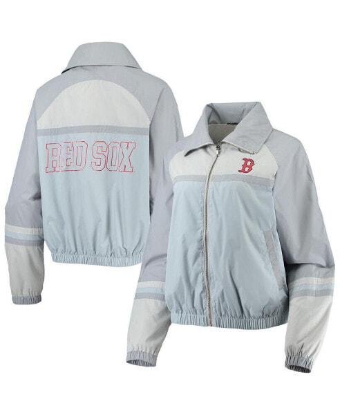 Women's Navy Boston Red Sox Colorblock Track Raglan Full-Zip Jacket