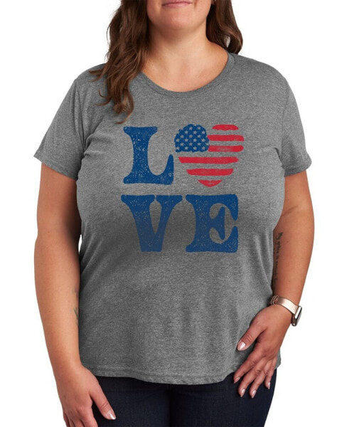 Trendy Plus Size Love Americana Graphic T-shirt