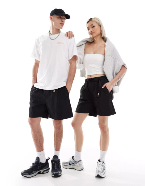 Dickies jackson tech nylon tape belt shorts in black- exclusive to asos