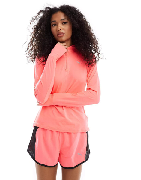 Puma Favourites running 1/4 zip in neon pink