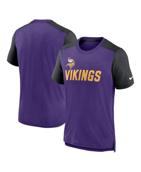 Men's Heathered Purple, Heathered Black Minnesota Vikings Color Block Team Name T-shirt