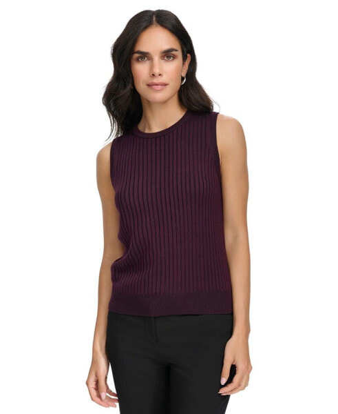 Women's Ribbed Sleeveless Crewneck Sweater