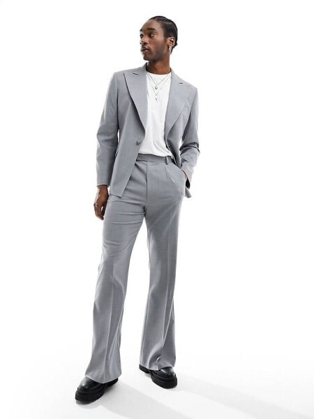 ASOS DESIGN vintage flare suit trousers in light grey