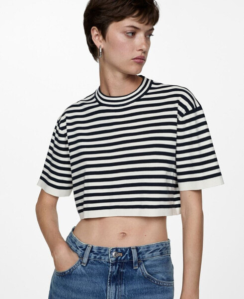 Women's Crop Striped Sweater