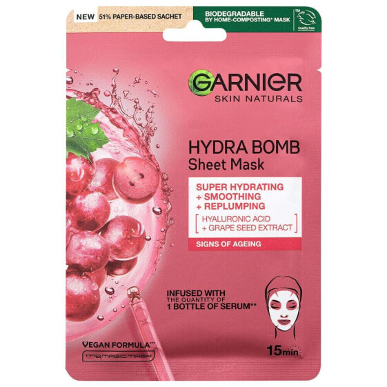 Garnier Skin Naturals Hydra Bomb Natural Origin Grape Seed Extract 1 St. gesichtsmaske Feine Linien & Falten für Frauen