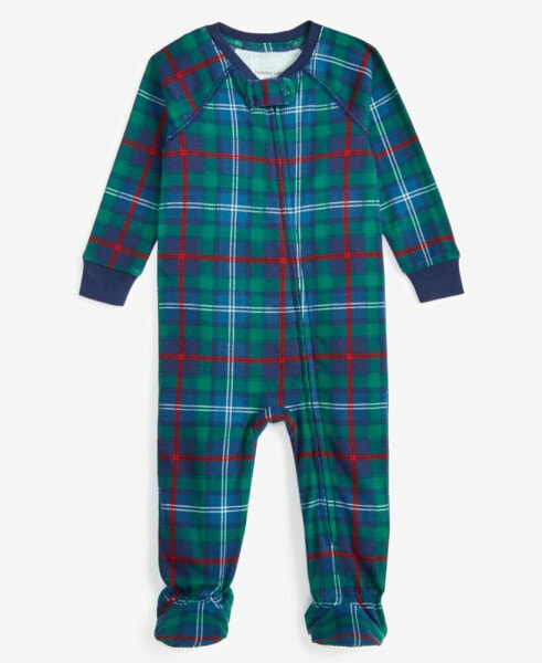 Family Pajamas Baby Cotton Snug-Fit Plaid Footed Pajamas, Created for Macy's