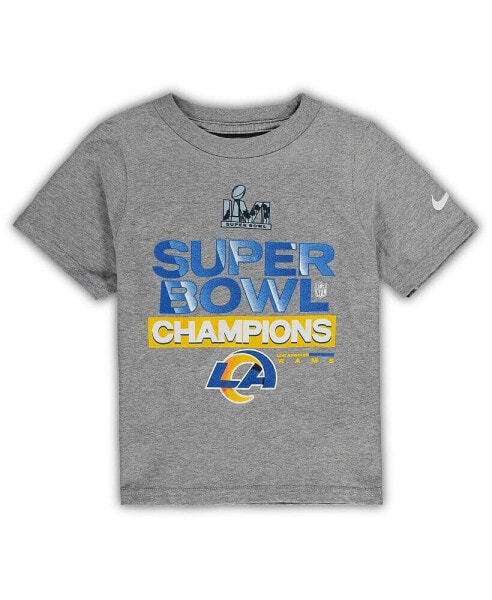 Toddler Boys and Girls Heathered Gray Los Angeles Rams Super Bowl LVI Champs Trophy T-shirt