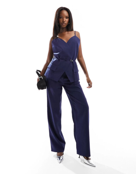 Kaiia tailored wide leg trousers co-ord in navy