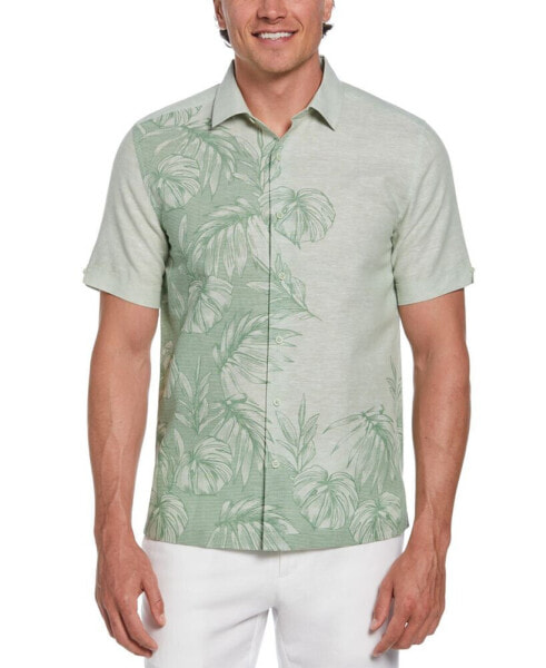 Men's Short Sleeve Button-Front Tropical Print Shirt