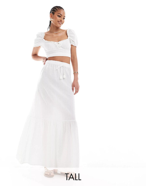 Vero Moda Tall boho maxi skirt in white