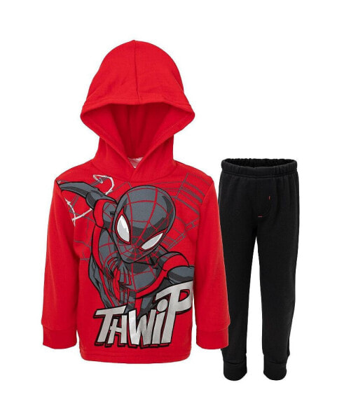 Boys Avengers Spider-Man Fleece Pullover Hoodie and Jogger and Pants Outfit Set to (2T - 18-20)