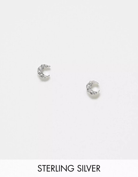 Kingsley Ryan gem crescent moon stud earrings in sterling silver