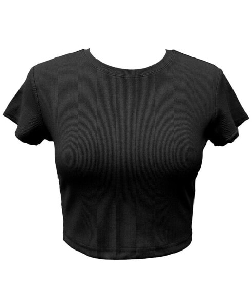 Women's Cropped Rib-Knit T-Shirt, Created for Macy's